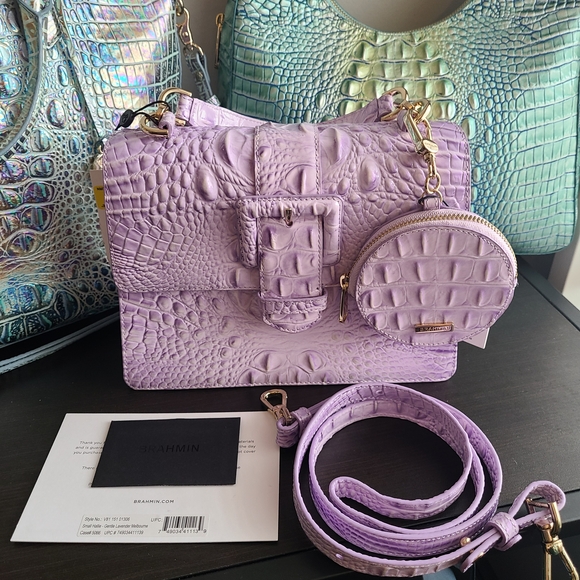 NWT Brahmin Small Hallie Gentle Lavender Melbourne With Matching Coin Purse - Picture 2 of 16